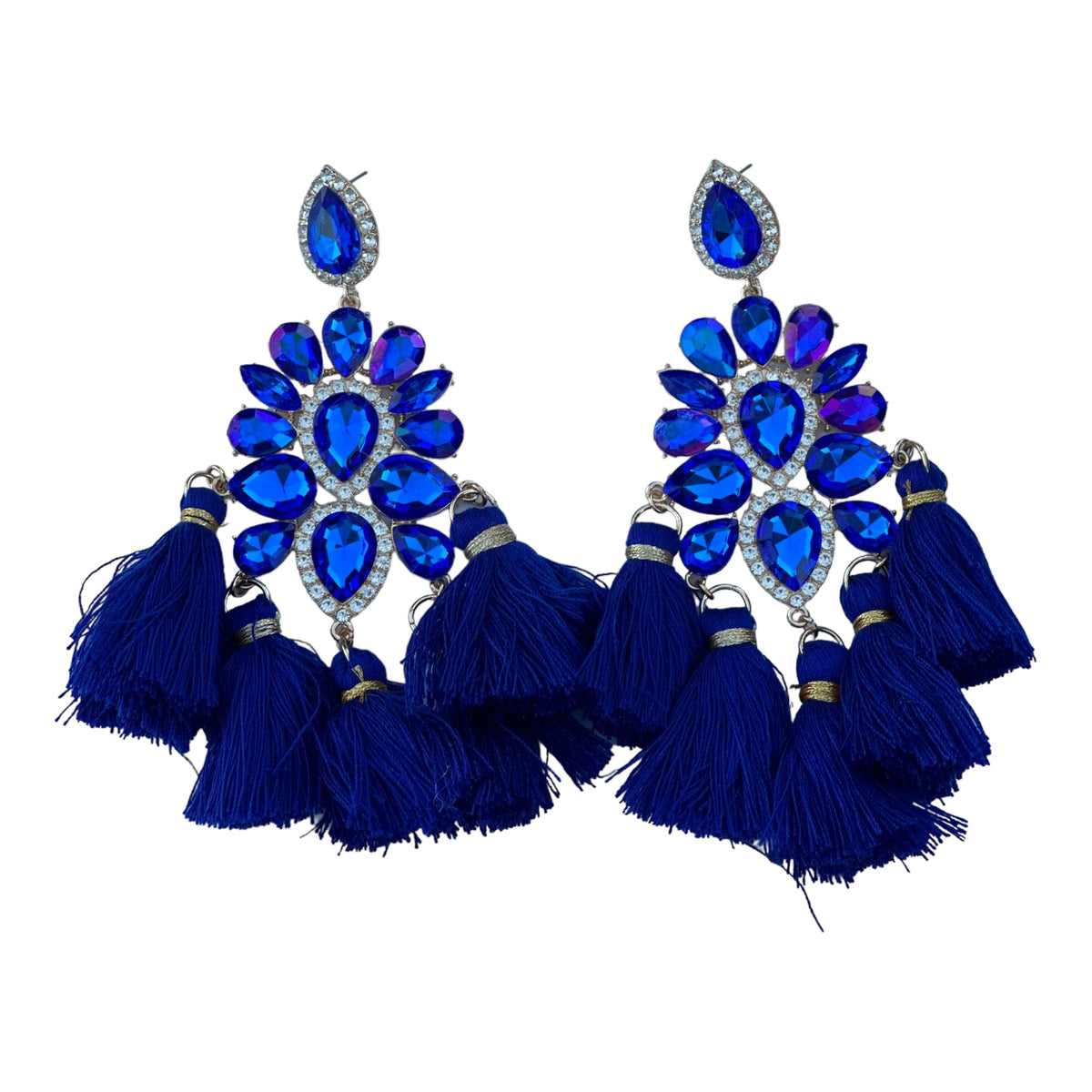 Sapphire Extra Large Flower Earrings