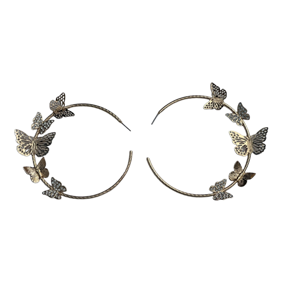 Large Gold Butterfly Hoop Earrings