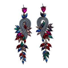 Peacock Pendant Multicolor Rhinestone Earrings