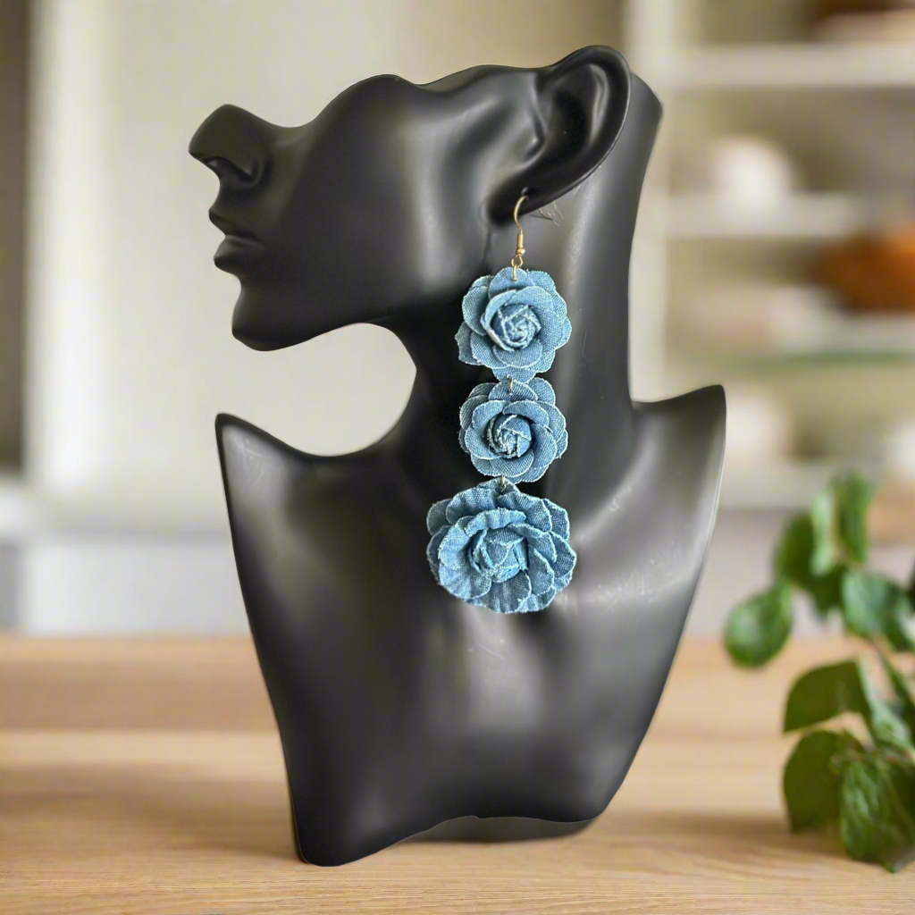 Lunie Rose Denim Drop Earrings