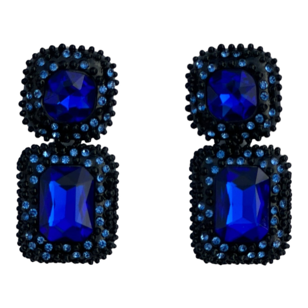 Dark Blue Crystal Dangle Earrings