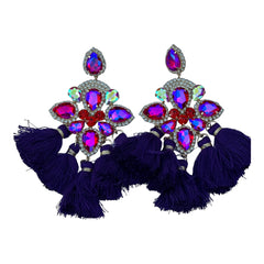 Purple & Red Extra Large Flower Earrings