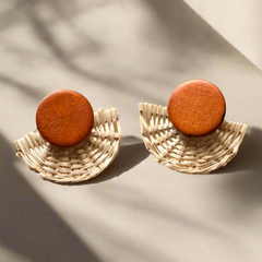 Wooden Rattan Stud Earrings