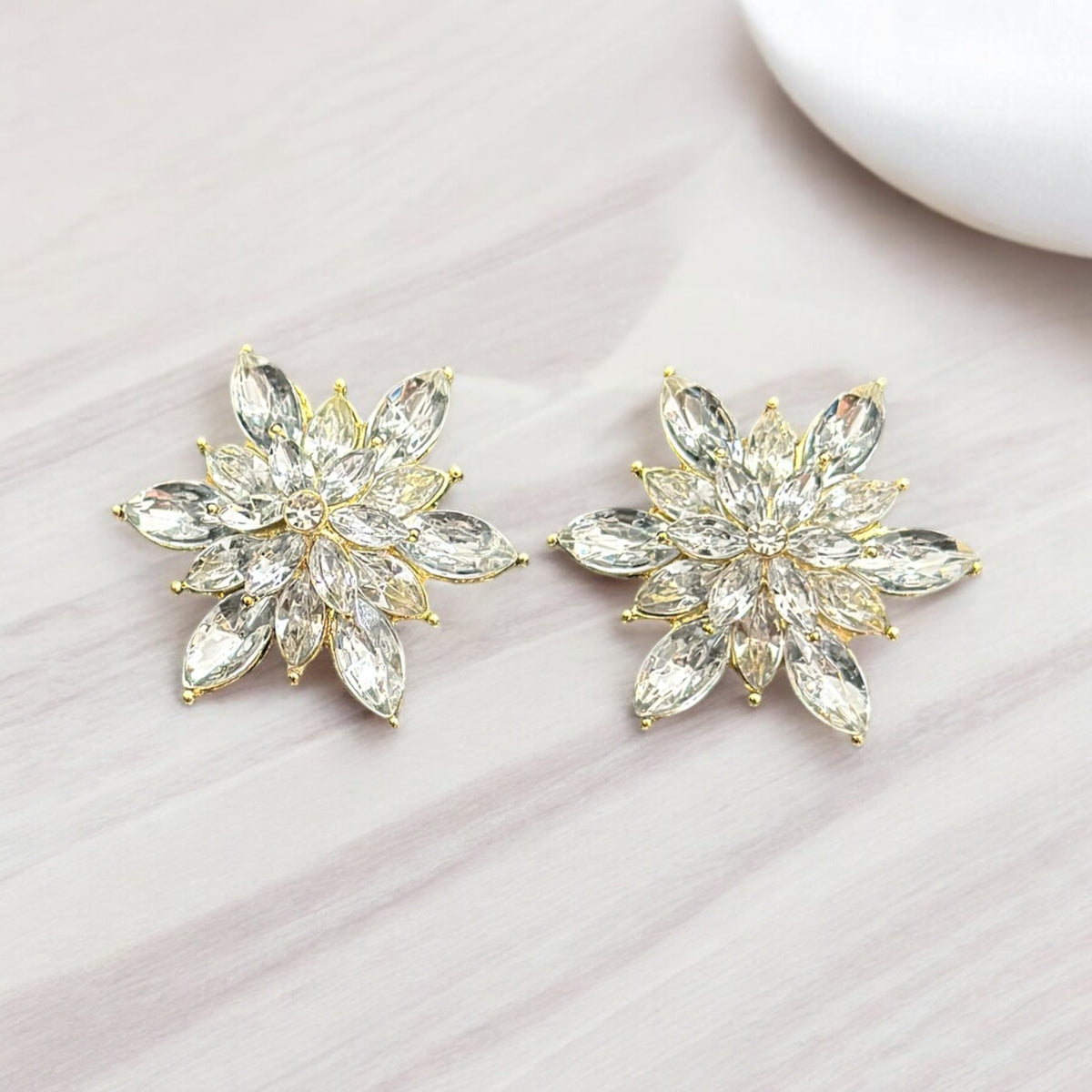 Crystal Snowflake Flower Earrings