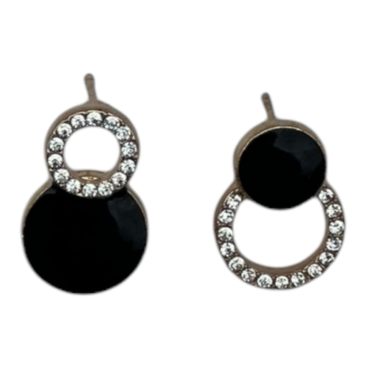 Black Round Crystal Earrings