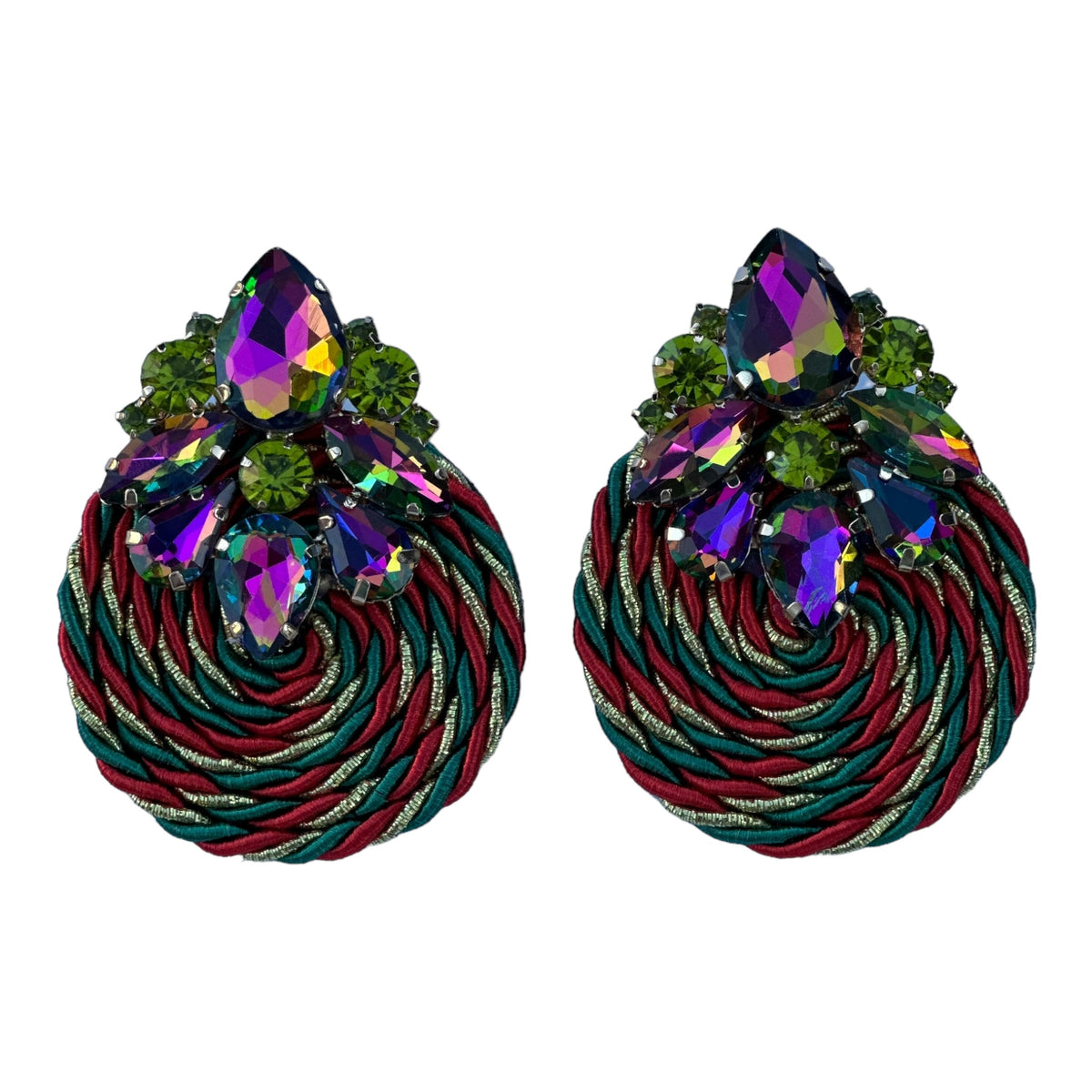 Red & Green Wooven Earrings