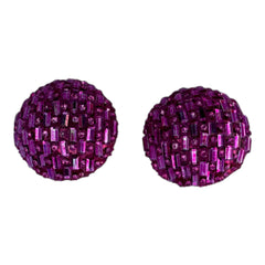 Fuchsia Round Ball Stud Earrings