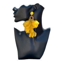 Beaded Yellow Flower Earrings