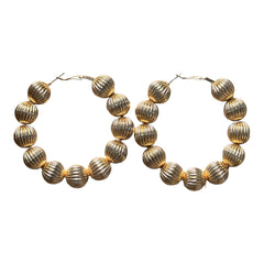 Gold Ball Medium Hoop Earrings